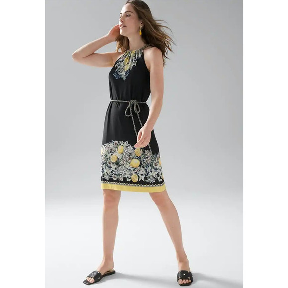White House Black Market Dresses & Skirts - NWT WHBM Reversible Halter Tie Waist Dress in Capri Lemon Floral Print. Size M